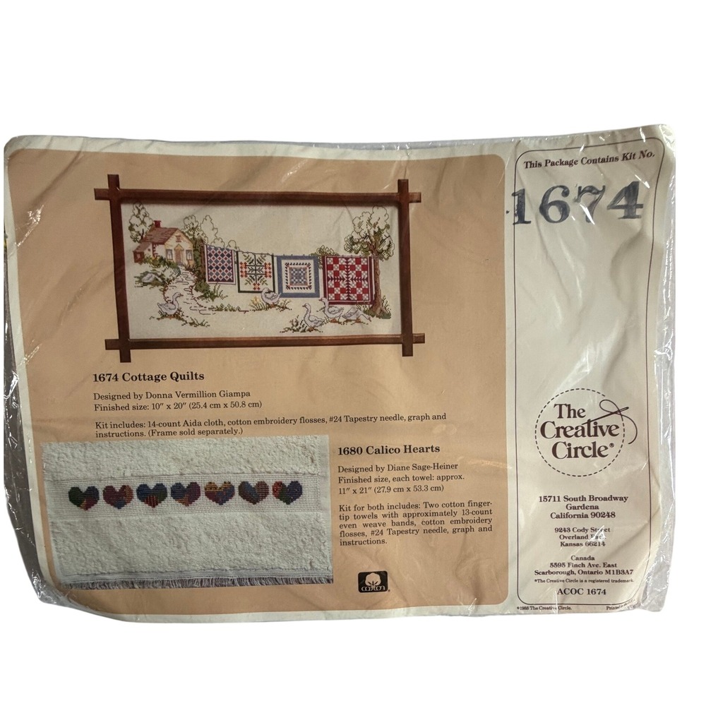 VTG Cottage Quilts Cross Stitch Kit Amish Country The Creative Circle - Picture 2 of 10